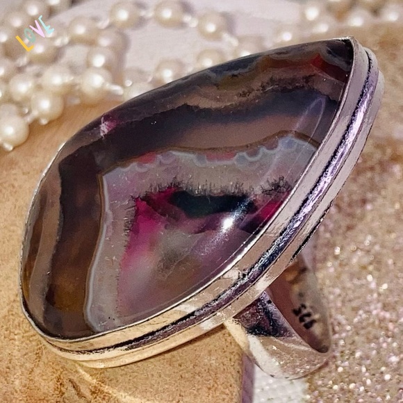 Turkish Stick Agate Gemstone Handmade Ring - Picture 2 of 5